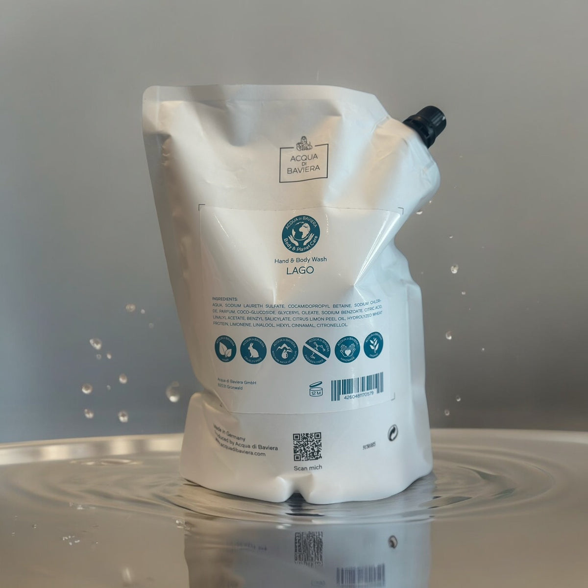 LAGO | Hand & Body Wash, Nachfüllpackung (pouch) 2000ml | Acqua di Baviera